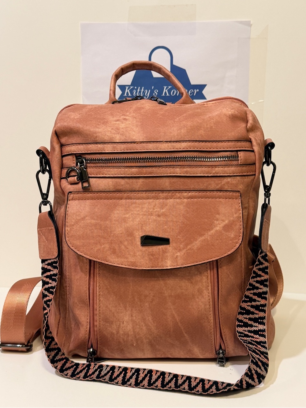 NWOT GAEKEAO Mauve/Rose Color Casual Faux Leather Crossbody Backpack
